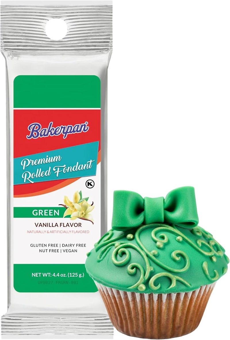 Bakerpan Premium Rolled Green Fondant - Vanilla Flavor - Image 1